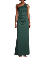 Cece Asymmetric Stretch Crepe Gown