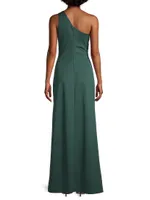 Cece Asymmetric Stretch Crepe Gown