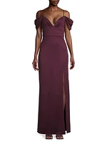 Brittany Stretch Crepe Cold-Shoulder Gown