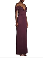 Brittany Stretch Crepe Cold-Shoulder Gown