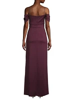 Brittany Stretch Crepe Cold-Shoulder Gown