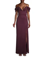 Brittany Stretch Crepe Cold-Shoulder Gown