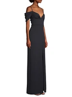 Brittany Stretch Crepe Cold-Shoulder Gown