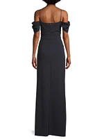 Brittany Stretch Crepe Cold-Shoulder Gown