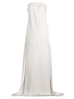 Lourdes Strapless Beaded Bow Gown