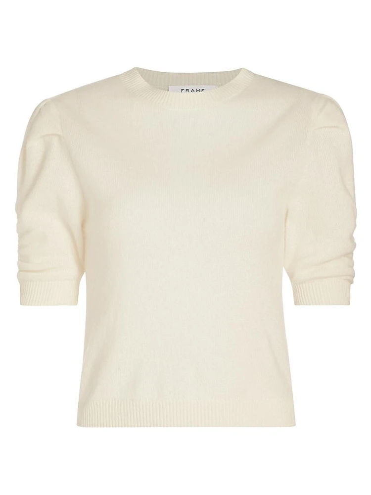 Ruched Sleeve Cashmere-Wool Sweater