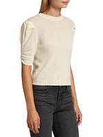 Ruched Sleeve Cashmere-Wool Sweater