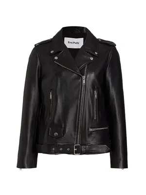 Core Oversized New Yorker Leather Biker Jacket