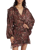 Center-Twist Paisley Silk Blouson Top