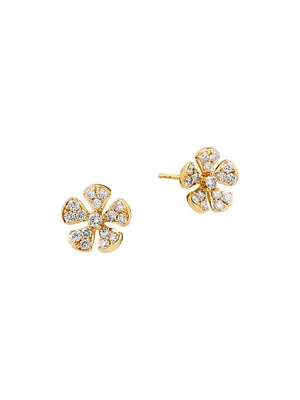 Jardin 18K Yellow Gold & Diamond Flower Stud Earrings