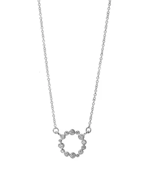 Cosmic 18K White Gold & Diamond Circle Pendant Necklace