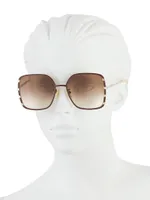 Celeste 59 MM Square Metal Sunglasses