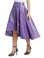 Shiny Leather High-Low Skirt