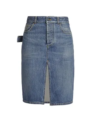 Denim Slit Pencil Skirt