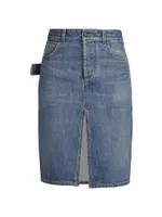 Denim Slit Pencil Skirt