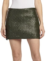 Intreccio Leather Miniskirt