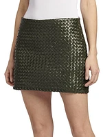 Intreccio Leather Miniskirt