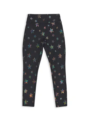 Little Girl's & Faux Leather Star Leggings