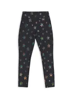 Little Girl's & Faux Leather Star Leggings