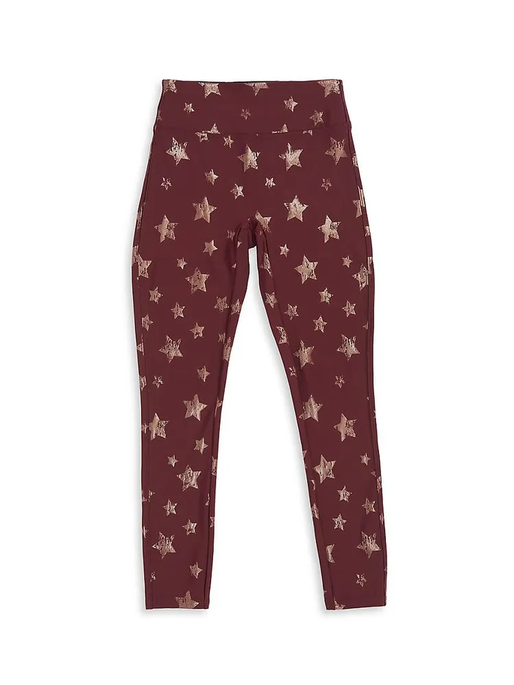 Girl's Faux Leather Star Leggings