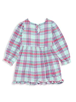 Little Girl's & Girl's Sunflower Embroidered Plaid Dress