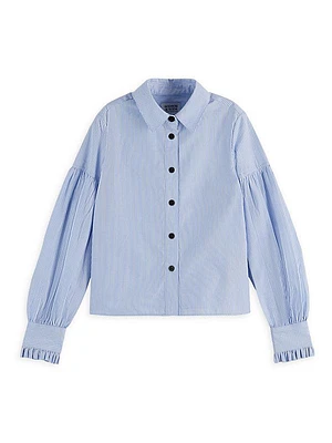 Little Girl's & Girl's Stripe Puff-Sleeve Shirt