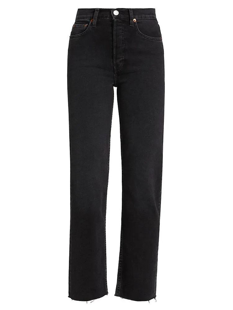 70s Stove Pipe High-Rise Stretch Crop Jeans