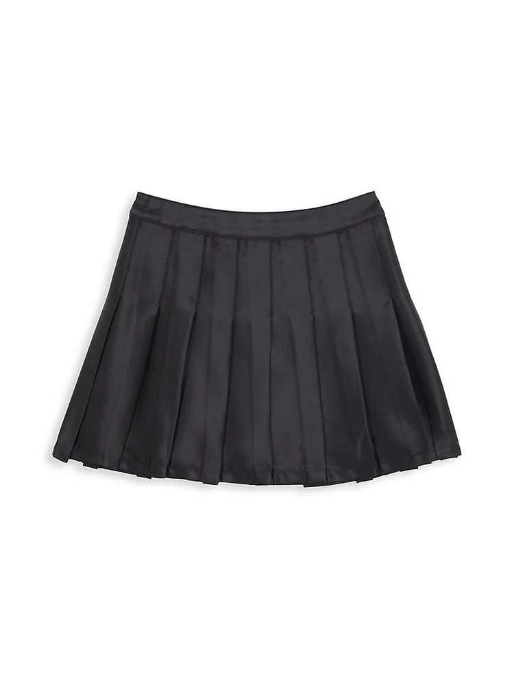 Girl's Pleated Heather Plaid Skirt