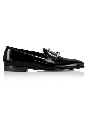 Mariocc Crystal Buckle Patent Leather Loafers