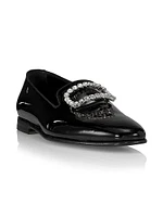 Mariocc Crystal Buckle Patent Leather Loafers