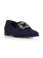 Carlton Crystal Buckle & Grosgrain Ribbon Velvet Loafers