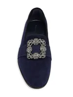 Carlton Crystal Buckle & Grosgrain Ribbon Velvet Loafers