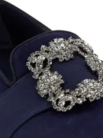 Carlton Crystal Buckle & Grosgrain Ribbon Velvet Loafers