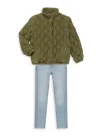 Little Girl's & Quilted Mockneck Jacket