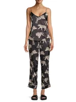 Sierra 2-Piece Tiger-Print Satin Pajama Set