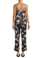 Sierra 2-Piece Tiger-Print Satin Pajama Set