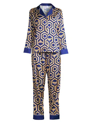 Two-Piece Colbee Honeycomb Print Pajama Set