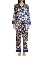 Two-Piece Colbee Honeycomb Print Pajama Set