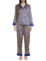 Two-Piece Colbee Honeycomb Print Pajama Set