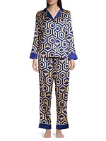 Two-Piece Colbee Honeycomb Print Pajama Set