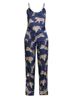 Tiger-Print Long Camisole Pajama Set