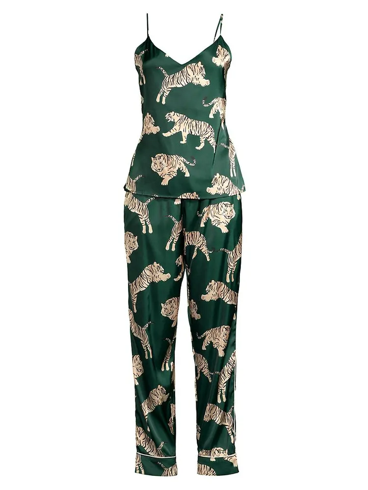 Tiger-Print Zola Long Camisole Pajama Set