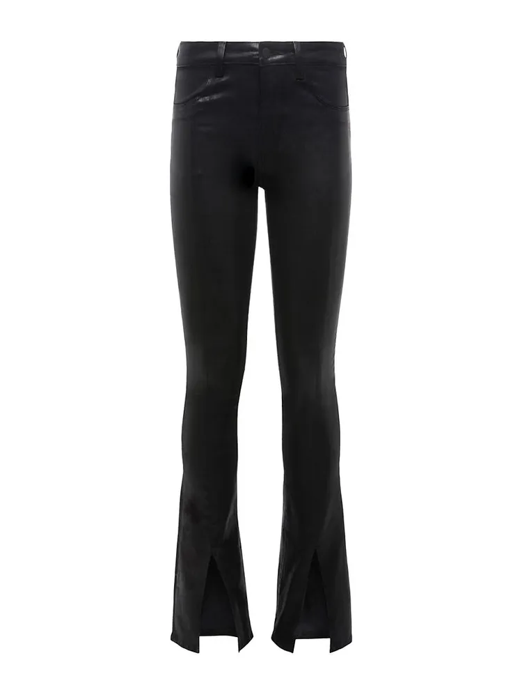 Beatrix Coated Split-Hem Pants