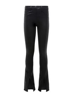 Beatrix Coated Split-Hem Pants