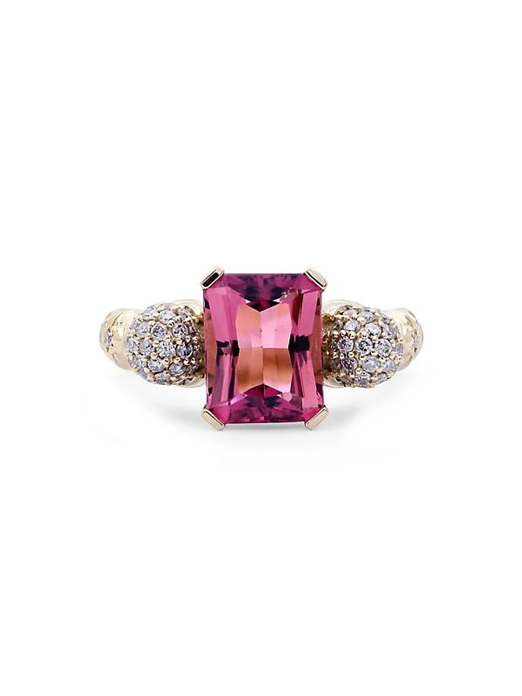 Luxury Pink Tourmaline & 0.50 TCW Diamond Ring