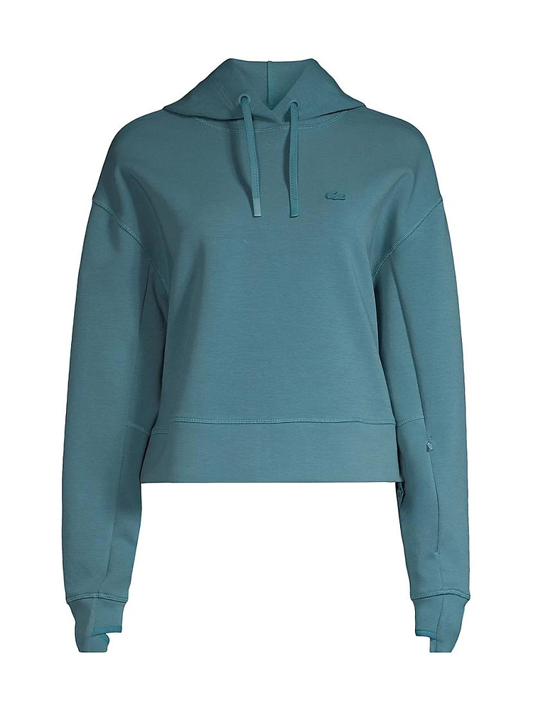 Cropped Double-Fleece Hoodie