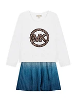 Little Girl's & Girl's Ombré Printed Pleated Skirt