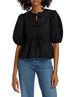 Cotton Poplin Peplum Blouse