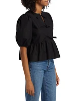 Cotton Poplin Peplum Blouse