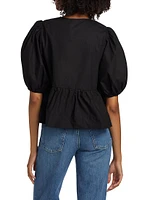 Cotton Poplin Peplum Blouse